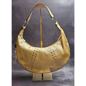 Rosetti Cream Leather Hobo Shoulder Bag – Studded Style with a Sleek Edge